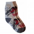 Ullsokker med dompapmotiv str. 37–39, hvit thumbnail