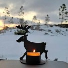 Telysholder med reinsdyrmotiv svart 11 cm thumbnail
