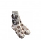 Ullsokker str. 37–39 hundemotiv, hvit og brun thumbnail