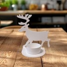 Telysholder med reinsdyrmotiv, hvit – 11 cm thumbnail