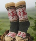 Håndstrikkede ullsokker med reinsdyrmotiv str. 40–41 thumbnail