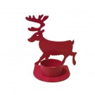 Telysholder med reinsdyrmotiv, rød – 11 cm thumbnail