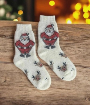 Ullsokker med julemotiv 37–39, hvit