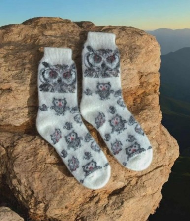 Ullsokker med uglemotiv 37–39