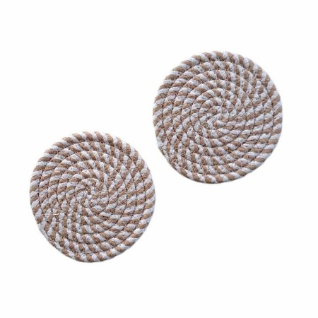 Glassunderlag Ø11 cm Hvit & beige 2 stk