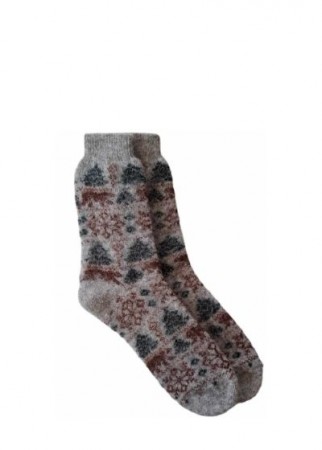 Ullsokker til herre str. 43–45, grå og brun