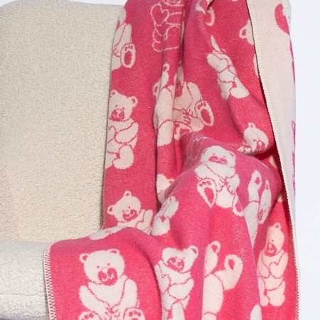 Bamse barnepledd rosa 90 x 130 cm
