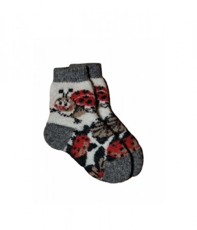Ullsokker med marihønemotiv str. 19–21, 24–26