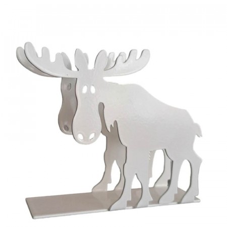 Serviettholder i smijern - elgmotiv, hvit