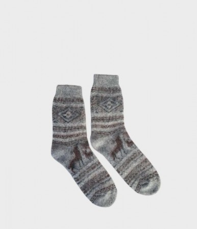 Ullsokker til herre str. 43–45 med reinsdyrmotiv